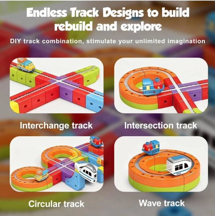 DIY Magnetic Train Building Blocks – Electric Anti-Gravity Track Set (60 Pieces)
