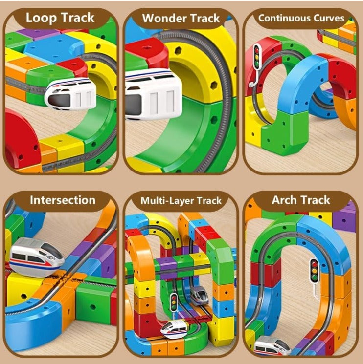DIY Magnetic Train Building Blocks – Electric Anti-Gravity Track Set (60 Pieces)